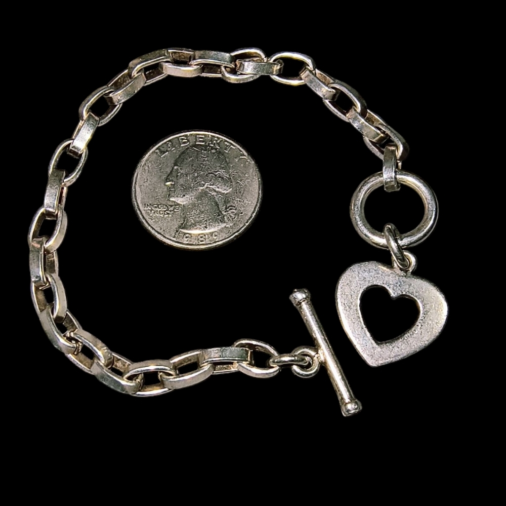 Silpada Sterling Silver Rolo Chain Heart Toggle Bracelet - Picture 4 of 12